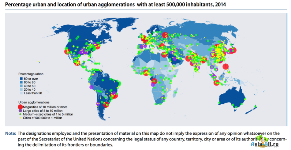 Карта мировой урбанизации